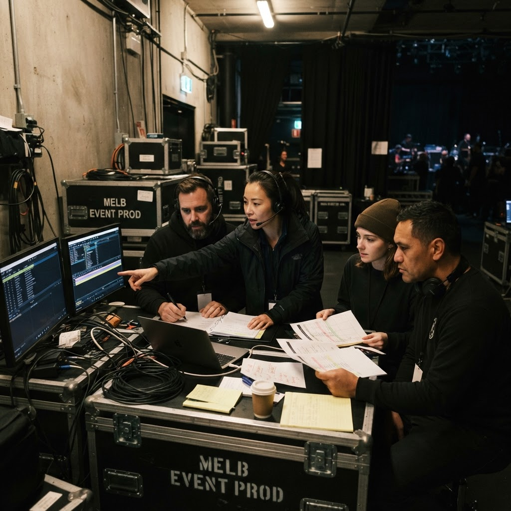 HikerX team collaborating during event production