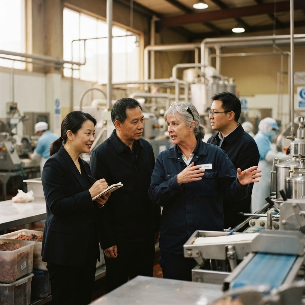 Chinese industry delegates in conversation during an Australian institutional visit